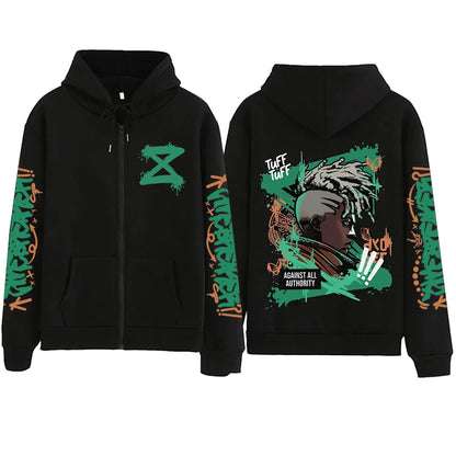 2025 Anime Arcane Vi Zipper Hoodie Harajuku Pullover Tops Long Sleeve Loose Casual Sweatshirts