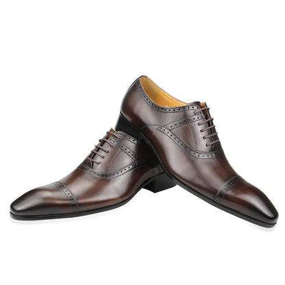 Elegant Formal Men Shoes Top Layer Cow Leather Oxfords Business Office Lace Up Luxury Design Handmade Dress Fashion Males' Shoe