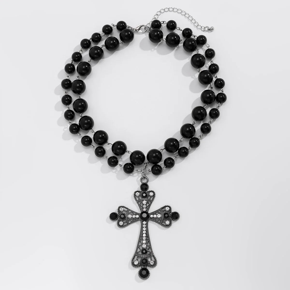 IngeSight.Z Trendy Goth Large Cross Pendant Necklace Elegant Charming Imitation Pearl Woman Choker Y2K Neck Jewelry Accessories