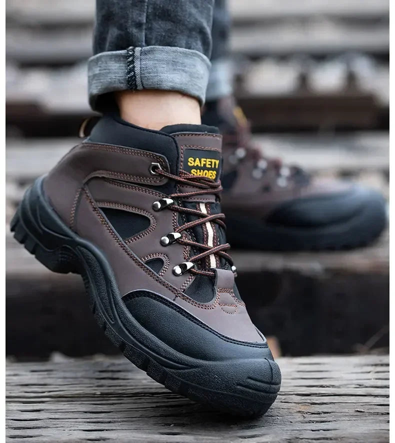 Lightweight Men's Safety Work Boots Anti-Puncture Steel Toe Cap Non-Slip Indestructible Work Sneakers Male Botas