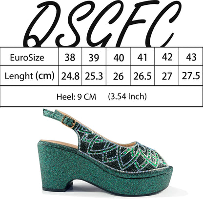 African Shoe and Bag Set for Wedding Women Shoes and Bag To Match Set with Rhinestone Italy Pumps Women Shoes Luxury
