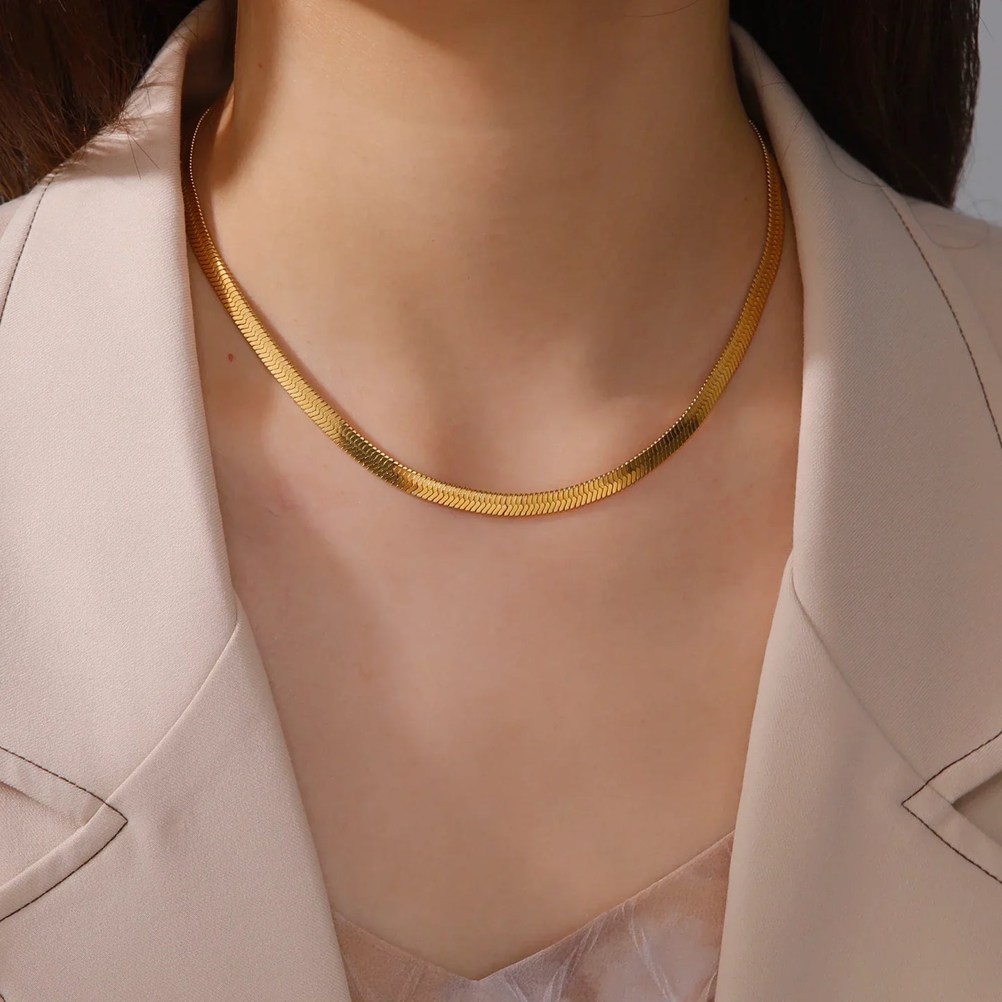 Stainless Steel Snake Chain Necklace for Women Men Gold Color Herringbone Choker Neck Chains 2026 Trend Jewelry Gift Hot