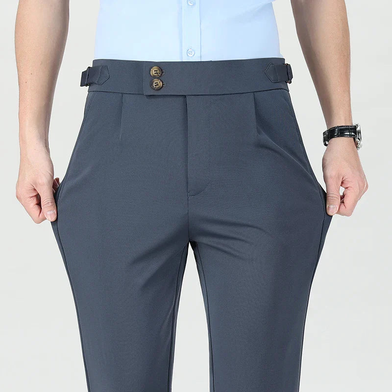 Mens Dress Pants Elastic Business Casual Pants Groom Wedding Party Formal Pants for Men Office Commute Pants