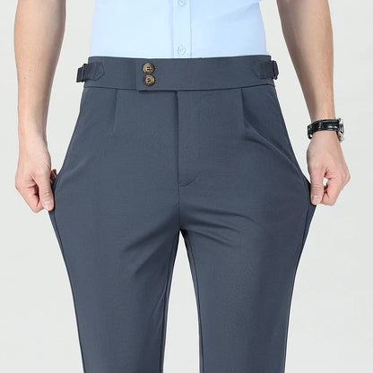 Quality Mens Business Casual Pants Elastic Dress Pants Stretch Golf Pants Black Grey Beige Summer Spring Pants