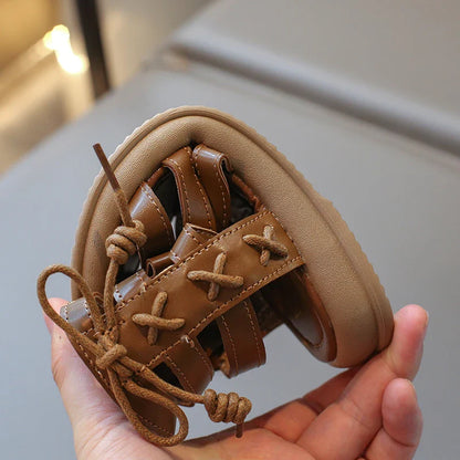Girls Gladiator Sandals 2025 New Summer Children Fashion Princess High-top Shoes Versatile Kids Causal Beach Holiday Sandals