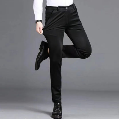 Men's Spring Summer Fashion Business Casual Long Pants Suit Pants Male Elastic Straight Formal Trousers Plus Big Size 28-40