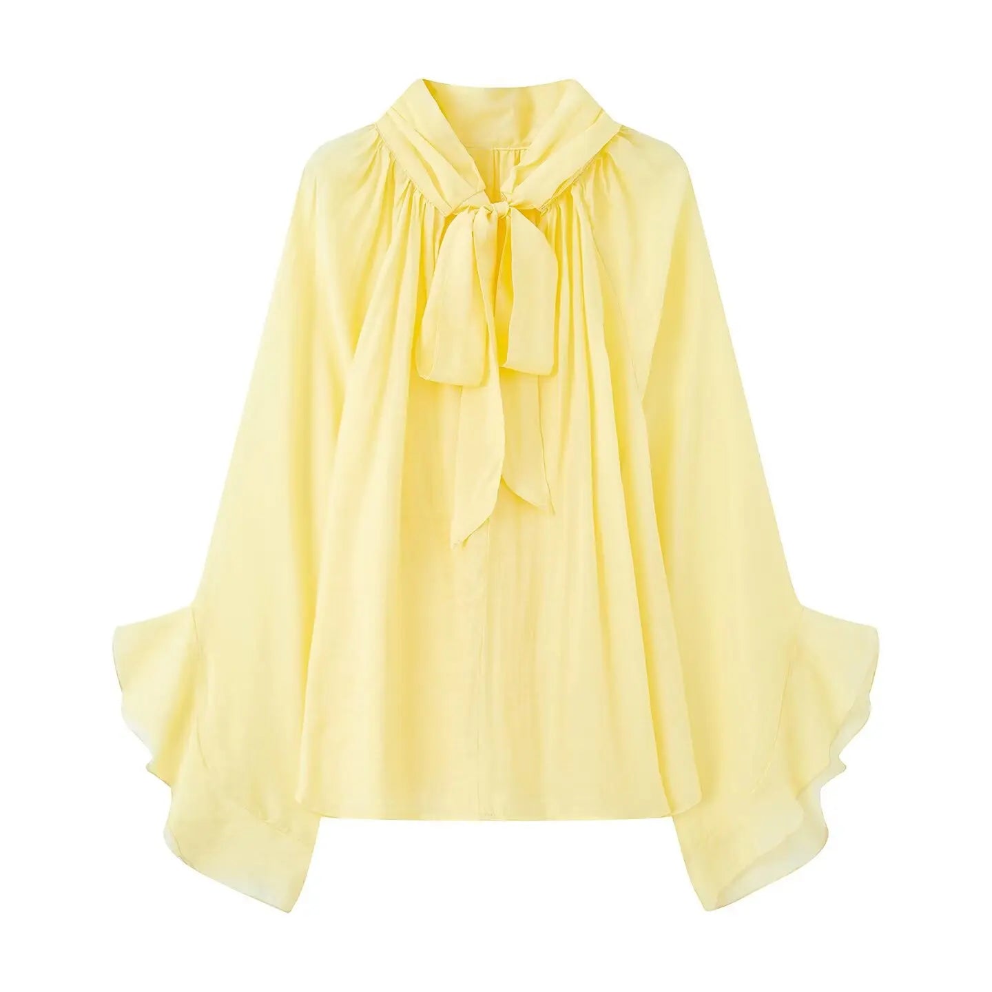 Bow DecorationLoose Long Sleeved Blouses For Women New Fashion Ruffle Edge Shirts and Blouses Woman Top