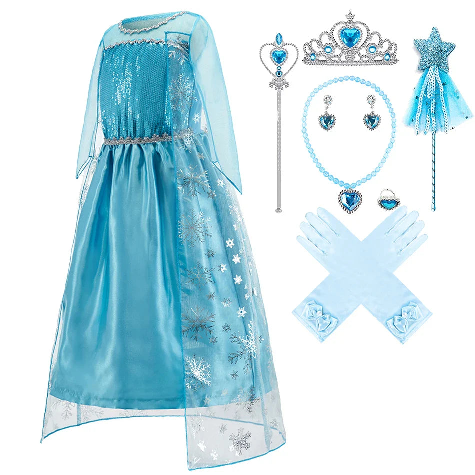 Little Girl Rapunzel Costume Party Fancy Princess Dress Christmas Cosplay Belle Sleeping Beauty Cinderella Carnival Disguise