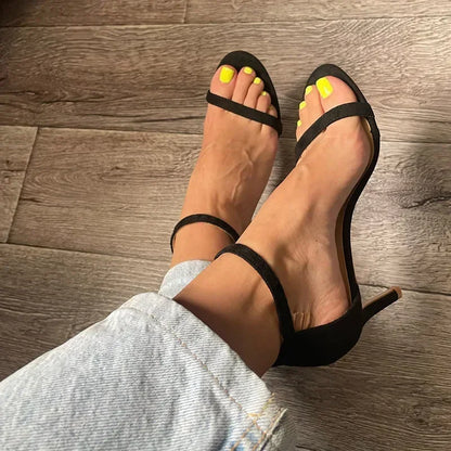 Women Gladiator Stiletto Classic Ankle Strap Holiday Beach Sandals Lady Fashion Suede 8cm 11cm High Heels Sexy Red Brown Sandles