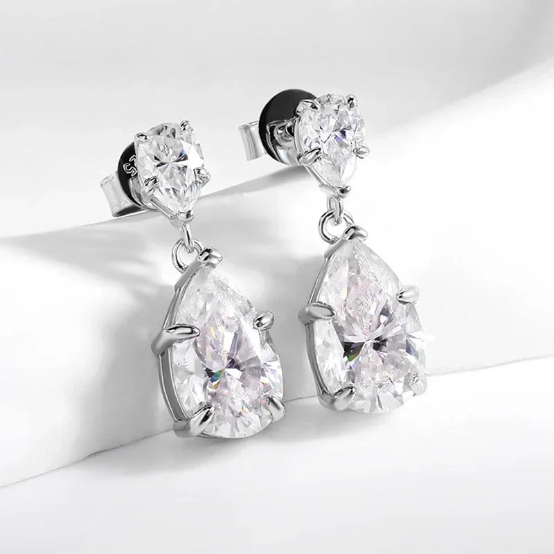 7cttw Pear Cut 100% D Color Full Moissanite Drop Earrings for Women Top Quality 925 Sterling Silver Plated 18k Jewelry