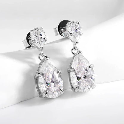 7cttw Pear Cut 100% D Color Full Moissanite Drop Earrings for Women Top Quality 925 Sterling Silver Plated 18k Jewelry
