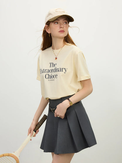 Round Neck Casual All-match Letter Short-sleeved T-shirt for Women 2025 Summer Vacation Season Fashionable Top 25FS12211