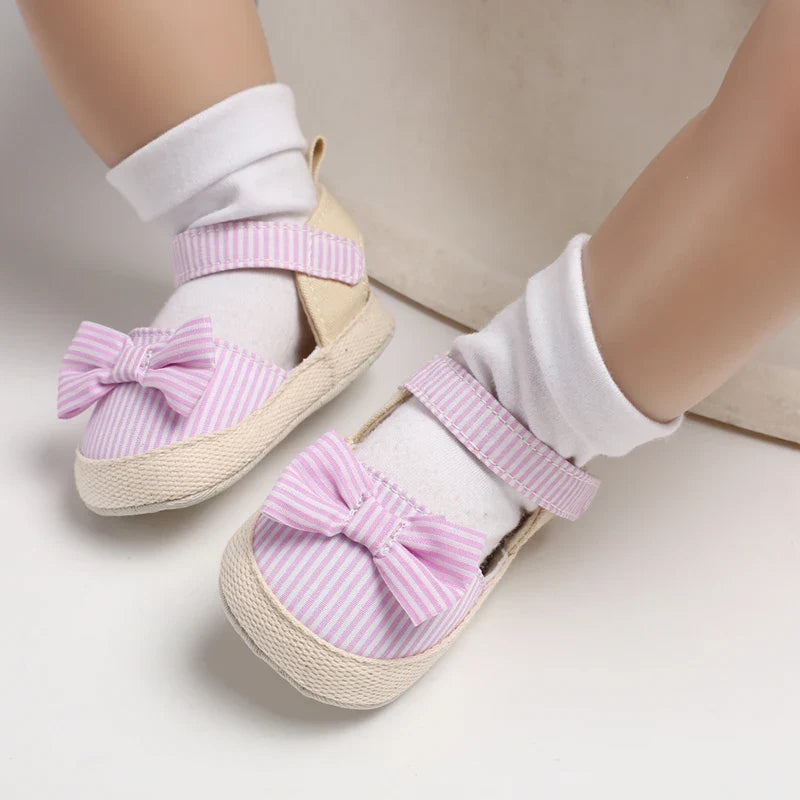 Summer Girl Baby Casual Sandals Soft Sole Comfortable Lightweight Walking Shoes Bow Canvas Baby Shoes