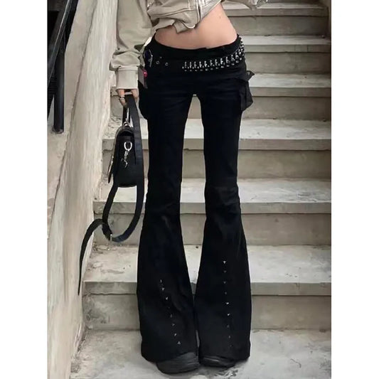 Women Black Gothic Baggy Jeans Harajuku Oversize Denim Trousers Japanese 2000s Style Y2k Vintage Jean Pants Trashy Clothes 2025