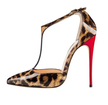 Novos scarpins vazados em T com biqueira, sandálias com salto fino e sapatos de bico fino vazados sexy de boca rasa