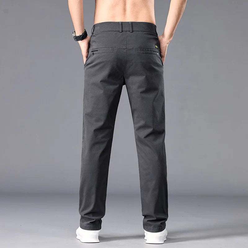 New Casual Pants Men Straight Fit Stretch Autumn Chino Trousers Male Formal Work Business Dress Khaki Fashion Spring Pants