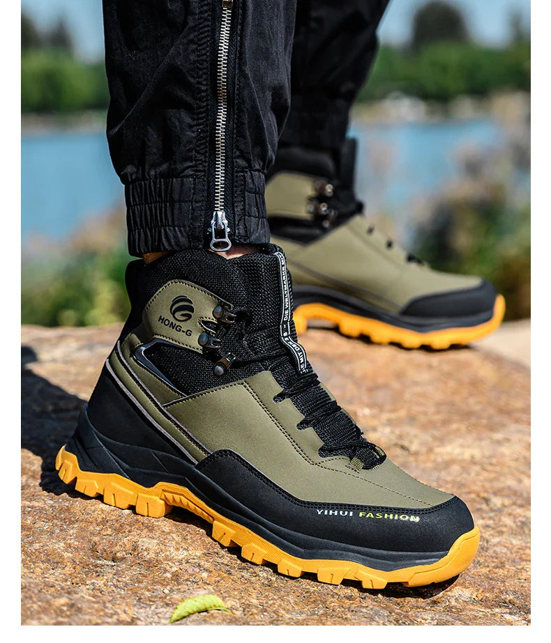 Men's Safety Shoes Steel Toe Anti Smash Safety Boots Puncture Proof Construction Wear-Resistant Work Boots