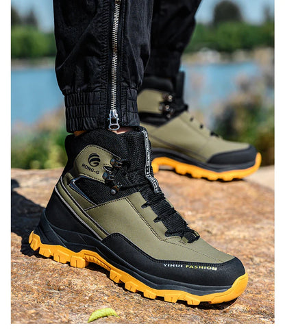Men's Safety Shoes Steel Toe Anti Smash Safety Boots Puncture Proof Construction Wear-Resistant Work Boots