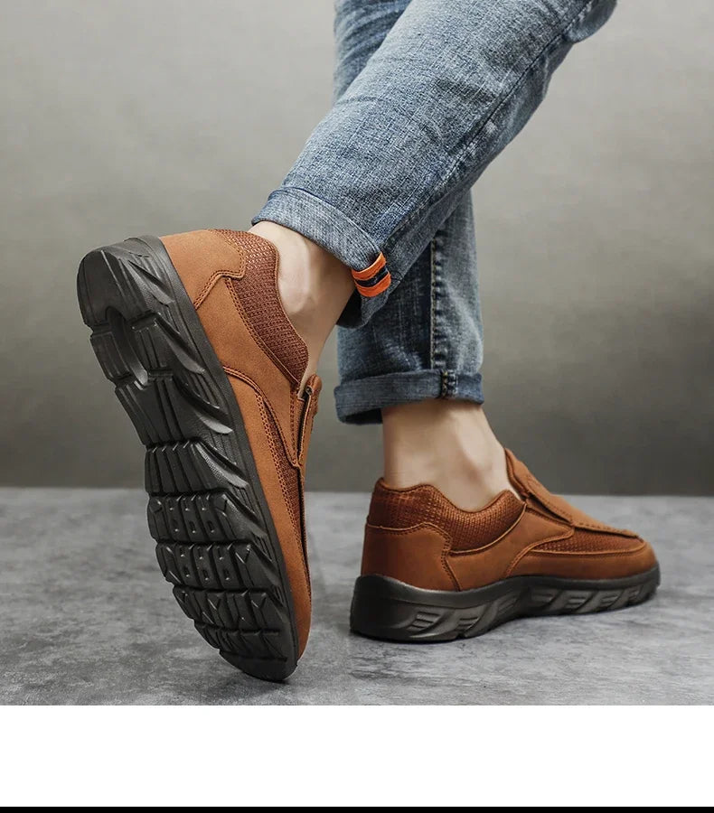 Sapatos Masculinos Casuais de Couro, Mocassins Respiráveis, Tênis Masculinos 2024, Novos Tênis Masculinos de Couro Confortáveis, Calçados Masculinos