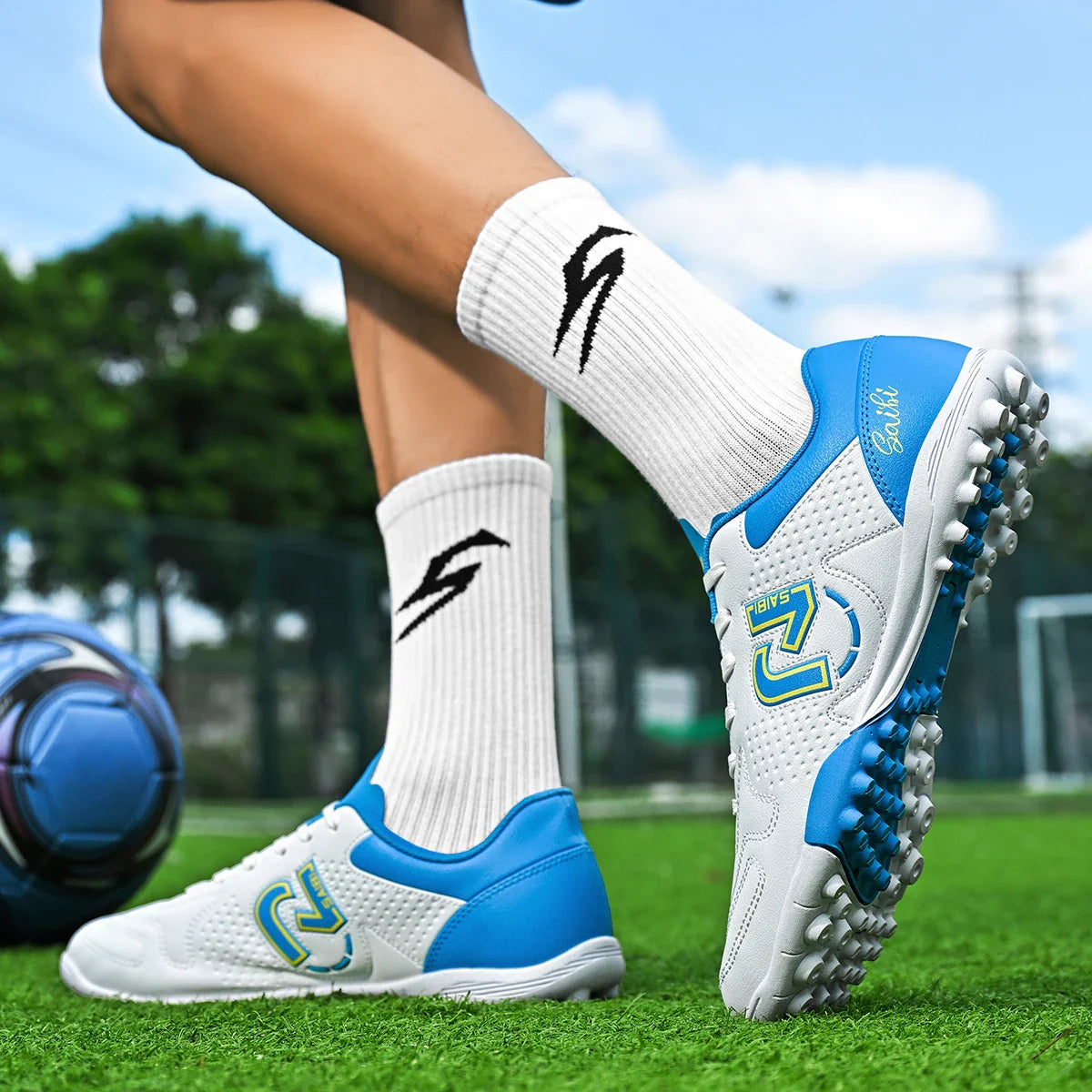 TF Turf Soccer Cleats for Kids Youth Men Women Breathable Non-Slip Training Shoes with PU Fabric Rubber Sole