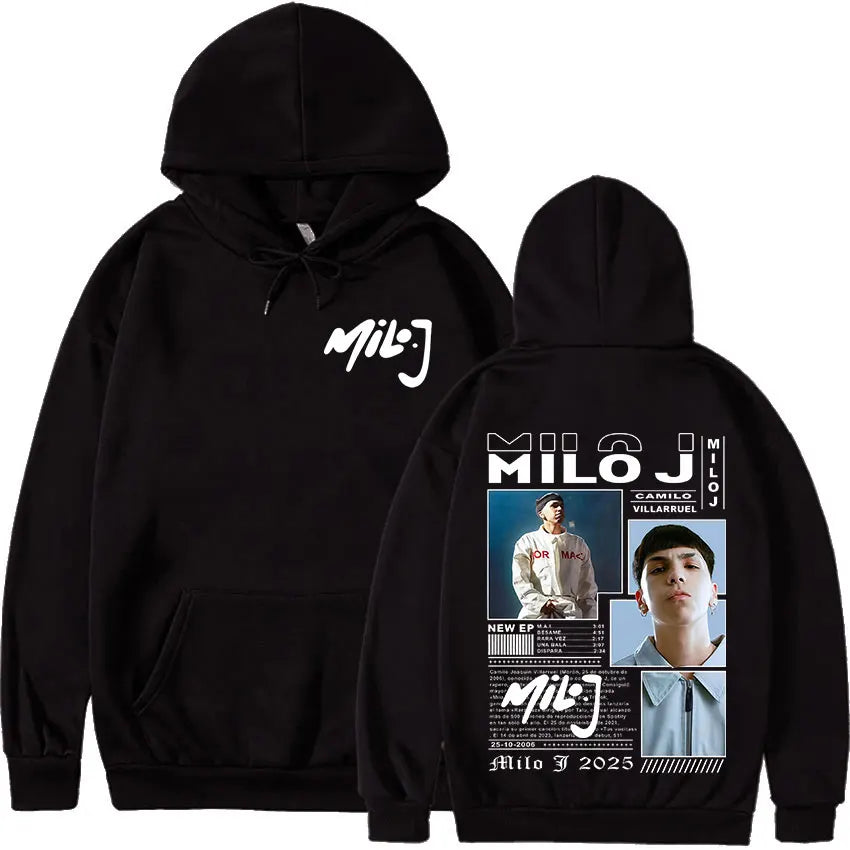 Rapper Milo J 166 Tour 2025 Album Graphic Hoodie Men Hip Hop Gothic Long Sleeve Sweatshirts Vintage Oversized Hoodies Streetwear
