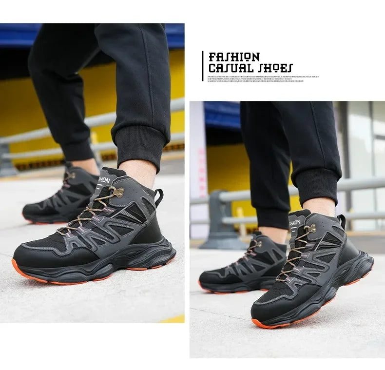 Ankle-Length Men Safety Boots Anti-smash Anti-stab Construction Work Steel Toe Shoes Male Work Boots Work Safety Shoes