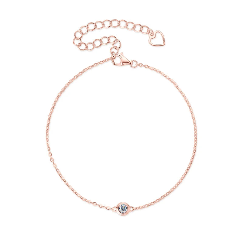 2025 Trendy 3mm Moissanite Jewelry Set 925 Silver Plated Rose Gold Necklace Bracelet Earrings Set for Women Valentine's Day Gift