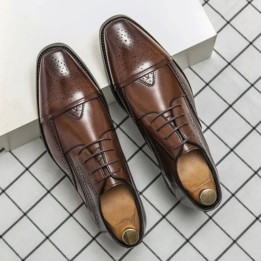2025 High Quality Handmade Oxford Dress Shoes Men Genuine Cow Leather Suit Shoes Footwear Wedding Formal Italian Shoes Casual