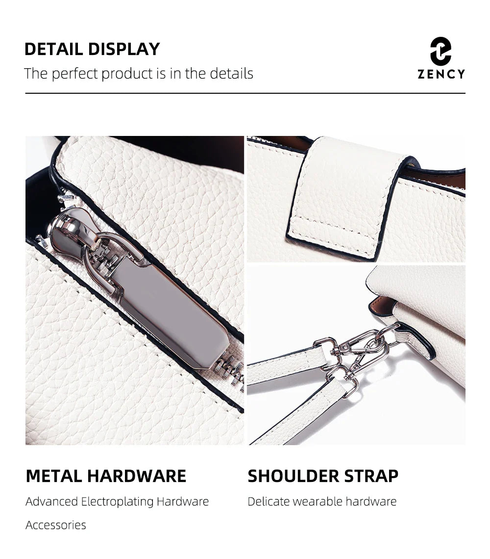 Genuine Leather White Designer Noble Shopper Shoulder Bag Commuter Large Bucket Handbag Women Tote Bucket Cross Body Bag