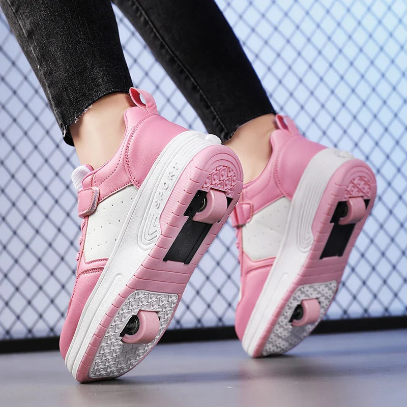 Ultra-Light Two Wheels Children's Sport Roller Skate Shoes For Kids Boys Girls Walking Running Sneakers Outdoor