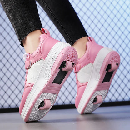 Ultra-Light Two Wheels Children's Sport Roller Skate Shoes For Kids Boys Girls Walking Running Sneakers Outdoor