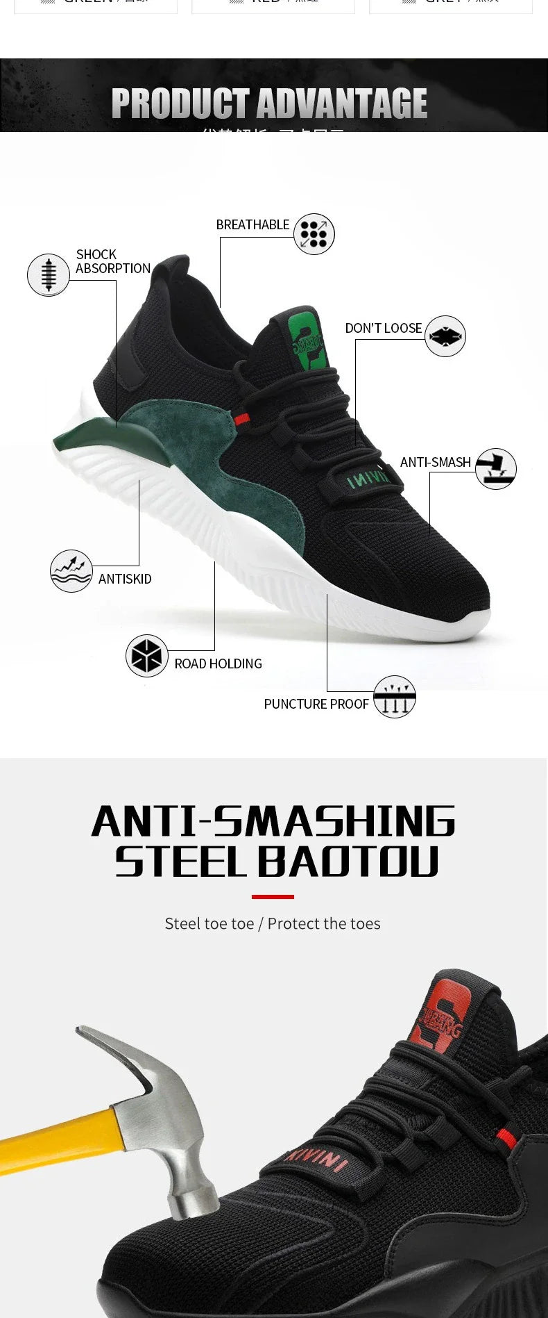 Lightweight All-Day Comfort Safety Shoes - Soft Sole Fashion Casual Work Sneakers for Long Standing-Fatigue Protective Footwear