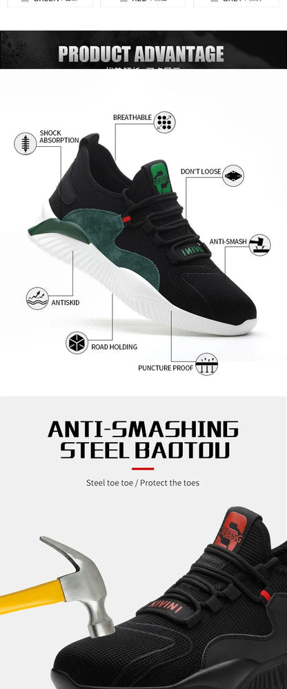 Lightweight All-Day Comfort Safety Shoes - Soft Sole Fashion Casual Work Sneakers for Long Standing-Fatigue Protective Footwear
