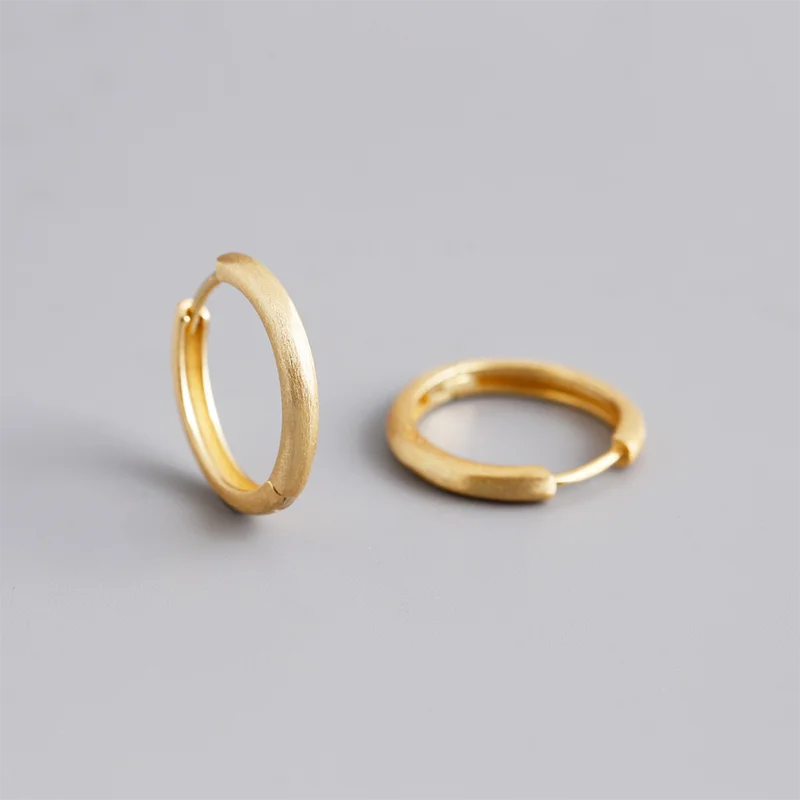 925 Sterling Silver Simple Matte Bohemian Round Ear Buckle for Women Punk Unisex Rock Hoop Earring Jewelry Accessories