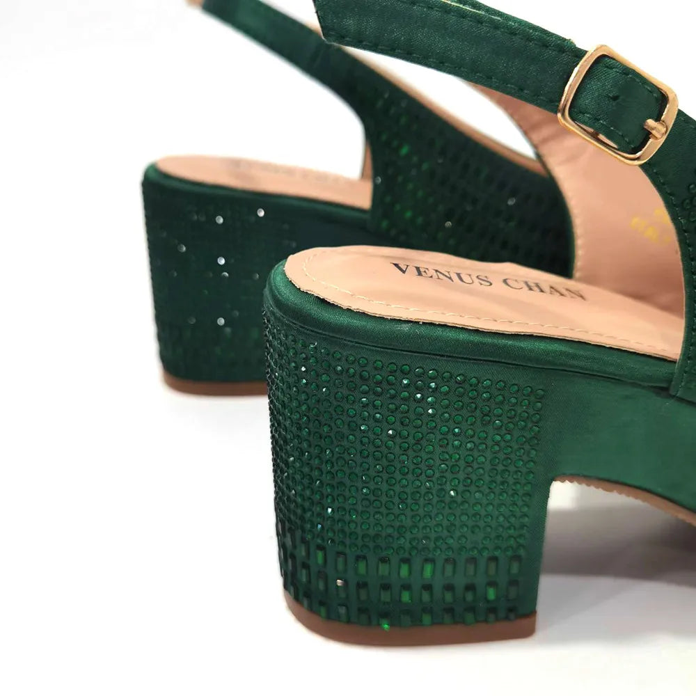 Wedding Shoes for Women Bride Platform Heels Italian Full Drill Design Elegant Shoes and Bags Matching Set