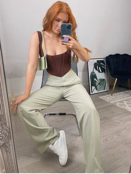 NewAsia Boning Corset Top Zipper 2Layer Elastic Solid Color Square Neck Slim Fit Bustier Women Summer Crop Tank Top Fashion Vest