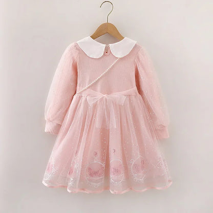 Elsa Princess Dress Baby Girls Dress Kids Dress Party Long-sleeved For Children Frozen Formal Evening Dress 3-8Y