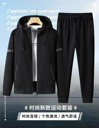 Men Running Sports Tracksuits Hoodies Zipper Outwear Sportwear+Sweatpants Sets Male Workout Sports Outfit Autumn Spring Sets men