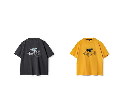 Maden Vintage Flocked Print Short-sleeved T-shirts Animal Pattern Cotton Round Neck Tops for Men's Summer Casual Loose Fit Tee