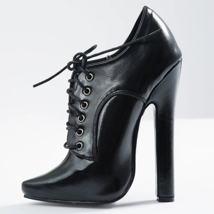 6 Inch High heel Fetish Lace Up Pointy Toe Unisex Drag Queen Pump