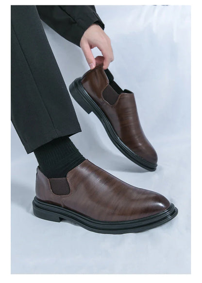 Men's riding boots British low-top short leather boots men's business formal leather shoes genuine leather casual Chelsea boots