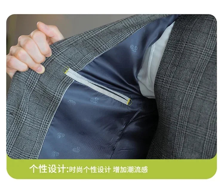 Hemp (blazer+Vest+Pants) Fashion Business Leisure Hosts Slim-fit Cotton Hemp Gentleman Wedding Work Wedding Suits for Men M-5XL