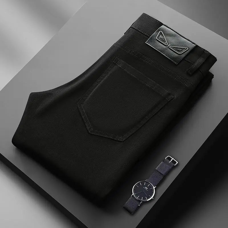 American Brand Men's Autumn Winter Straight-leg Slim Jeans High-quality Light Luxury Casual Versatile Fashion Korean Style Jeans
