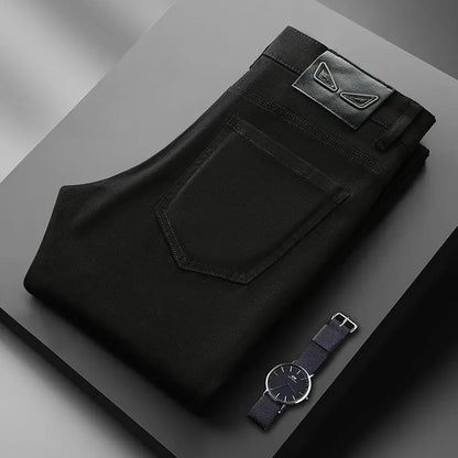 American Brand Men's Autumn Winter Straight-leg Slim Jeans High-quality Light Luxury Casual Versatile Fashion Korean Style Jeans