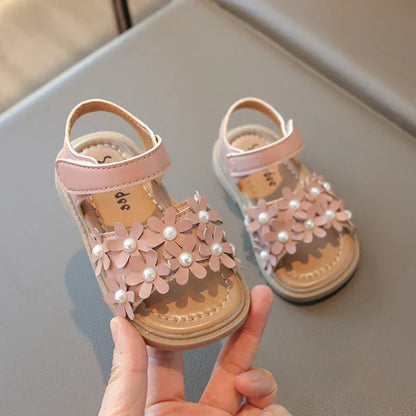 Little Girl's Shoes Bowknot New Summer Girls' Open-toe Sandals Princess Style, Beach Shoes, Soft Sole, Non-slip and Comfortable