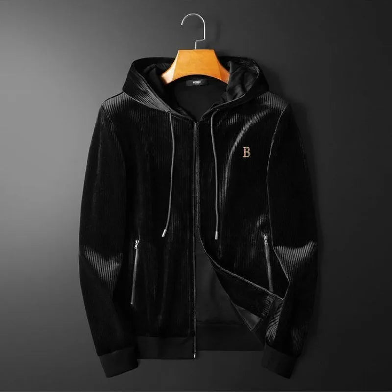 Men's Clothing Spring and Autumn high quality Casual Sports Hooded suit Gold Velvet Pants suit Loose Two-piece Set