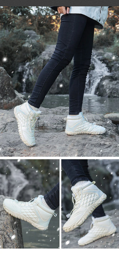 Botas de Caminhada de Inverno Barefoot Masculinas Femininas, Botas de Neve Quentes Sem Salto, Botas de Tornozelo com Biqueira Larga, Impermeáveis Minimalistas