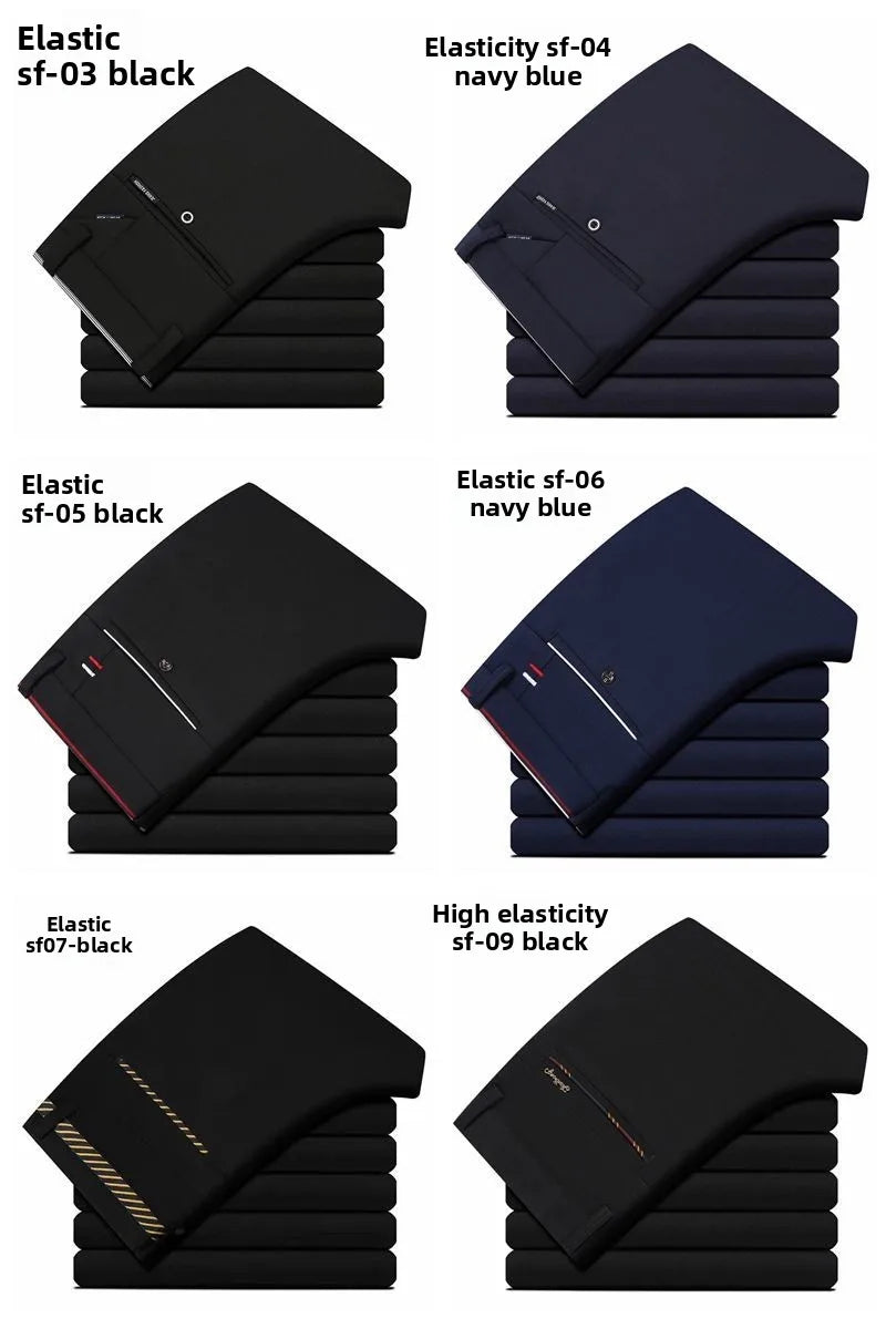 Slim Fit Mens Trousers 4-Way Stretch, Wrinkle Free Formal Office Pants, Breathable Thin Dress Pants for Business Travel Wedding