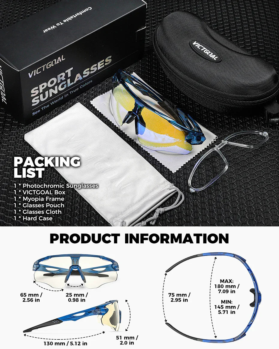 Photochromic Cycling Sunglasses for Men Women Sports UV400 Protection Bicycle Eyewear MTB Mountain Road Bike Eyeglass