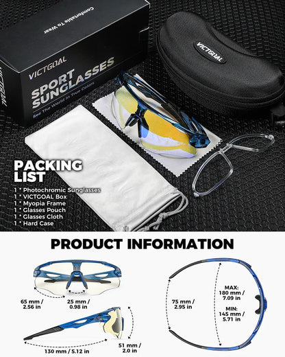 Photochromic Cycling Sunglasses for Men Women Sports UV400 Protection Bicycle Eyewear MTB Mountain Road Bike Eyeglass